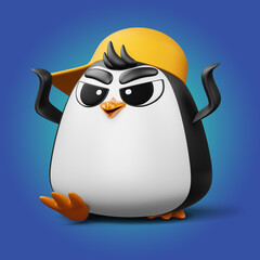 Cute penguin, cute animal, 3d rendering illustration