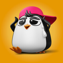 Cute penguin, cute animal, 3d rendering illustration