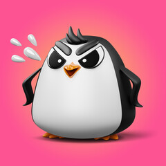 Cute penguin, cute animal, 3d rendering illustration