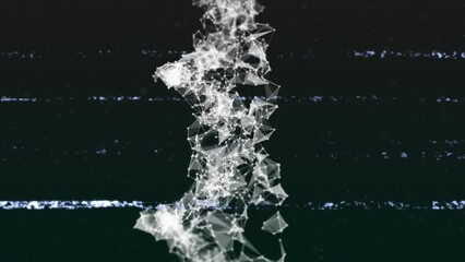Animation of glitch over rotating dna chain on black background - Powered by Adobe