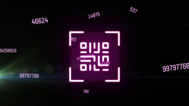 Animation of numbers changing and data processing over qr code