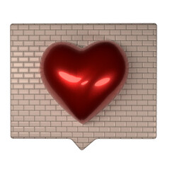 3D notification icon with brick textured sign