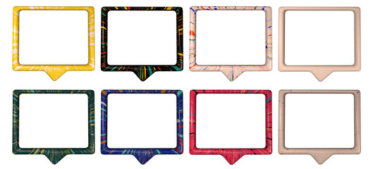 Set of 3d frames with different textures