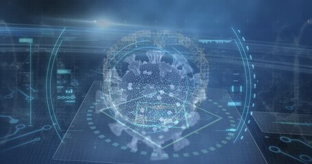 Animation of scope scanning and virus cell over brain - Powered by Adobe