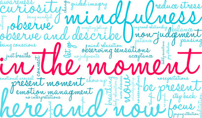 In the Moment Word Cloud on a white background. 