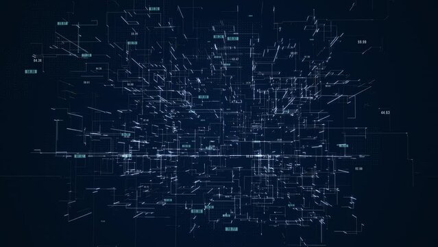  Data binary code network. 4K animation.