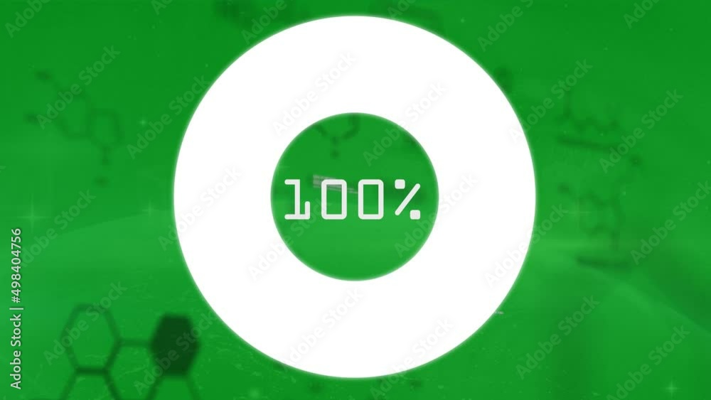 Poster animation of data processing and circle on green background