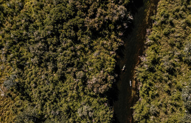 Kayakers on an Alaskan River from above