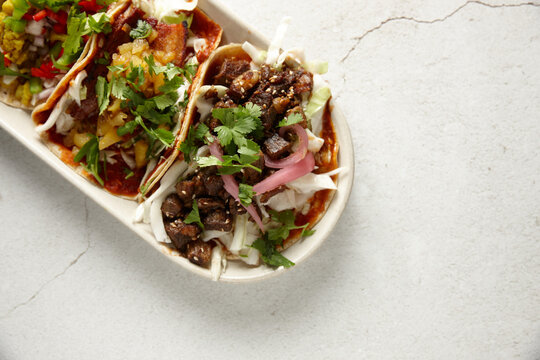 close up shot of tacos