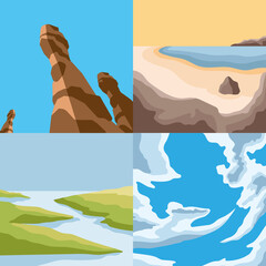 four nature landscapes scenes