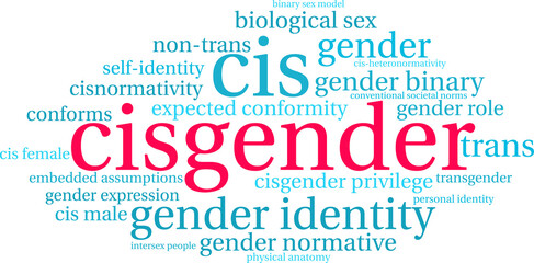 Cisgender Word Cloud on a white background. 