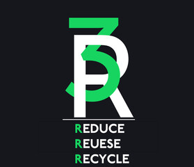 Abstract Letter Initial R3 3R Vector Logo Design Template