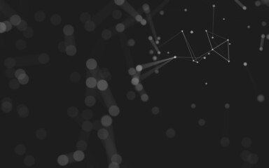 Abstract background. Molecules technology with polygonal shapes, connecting dots and lines. Connection structure. Big data visualization.