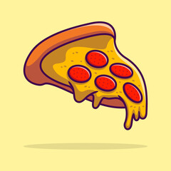 Cute Pizza Cartoon Vector Illustration. Food and Beverage Concept Vector. Cartoon images for icons, coloring books, backgrounds, and more. Flat Cartoon Style