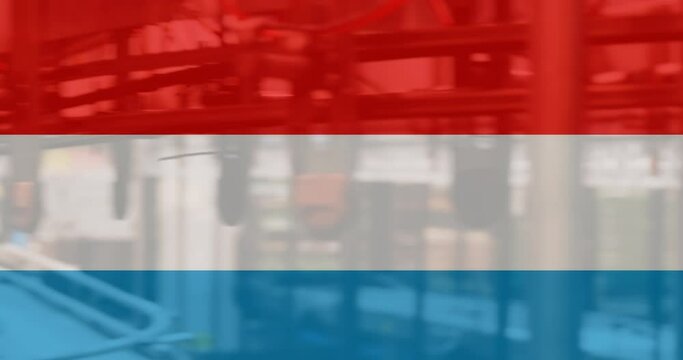 Animation of flag of netherlands over factory