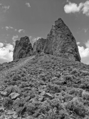 Grayscale Boars Tusk Rock Spires In Rock Springs Wyoming
