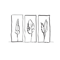 Continuous line drawing. leaf painting with standing figure illustration icon vector.