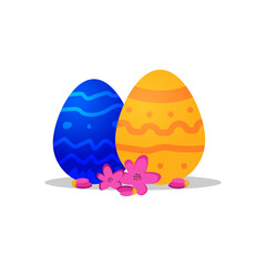 Easter holiday eggs and flower design vector