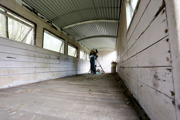Behind the Scenes Gypsy Inspired Filming in an Old and Dirty Rail Carriage Long Wide Shot