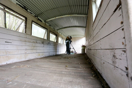 Behind The Scenes Gypsy Inspired Filming In An Old And Dirty Rail Carriage Long Wide Shot