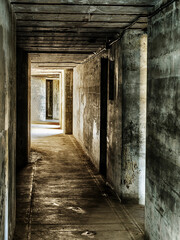 Fototapeta na wymiar Fort Casey Corridor With Doors