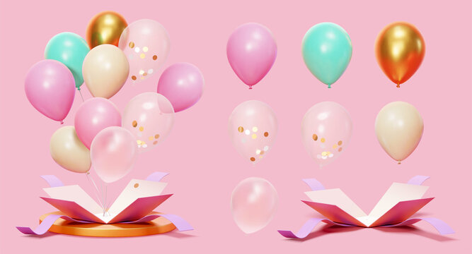 3d party balloon surprise box set