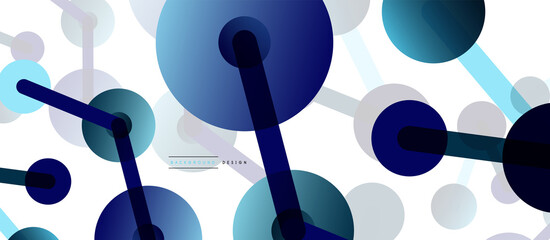 Line points connections geometric abstract background. Circles connected by lines. Trendy techno business template for wallpaper, banner, background or landing