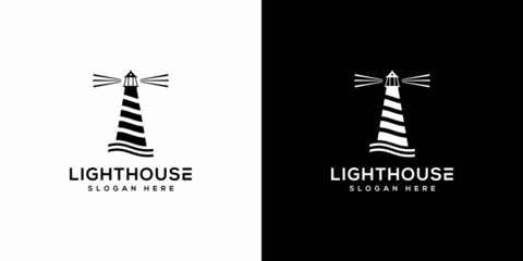 lighthouse logo design vector template