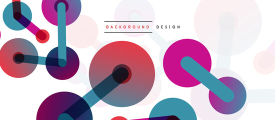 Line points connections geometric abstract background. Circles connected by lines. Trendy techno business template for wallpaper, banner, background or landing