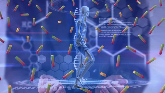 Animation of data processing over human body model