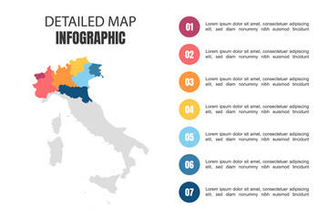 Fototapeta na wymiar Modern Detailed Map Infographic of Italy