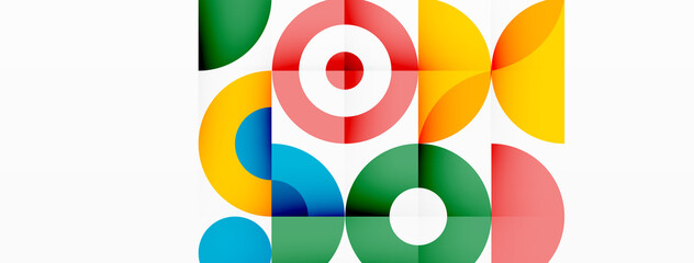 Obraz premium Colorful circle abstract background. Minimal geometric template for wallpaper, banner, presentation