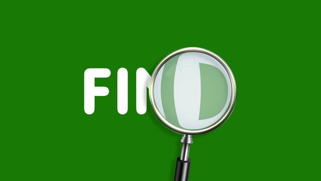 magnifying glass hovering over the word end motion animation.4K motion animation.green screen.