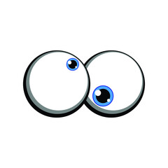 Black And White Cute Cartoon Eyes. Vector Illustration Isolated on white background