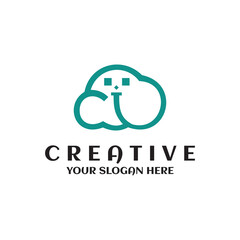 moody cloud icon logo illustration