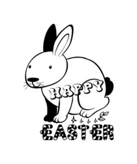 Fototapeta na wymiar Hoppy Easter Svg, Cute Easter Bunny, Happy Easter Svg, Kids Easter Svg, Funny Easter