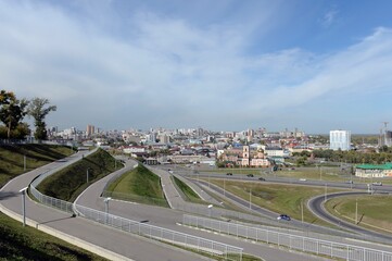 Naklejka premium View of the city of Barnaul from the Nagorny Park