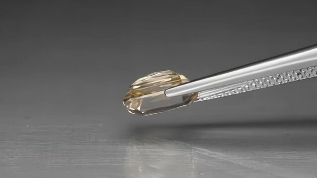 natural gemstone yelow zircon scissor cut in the tweezers