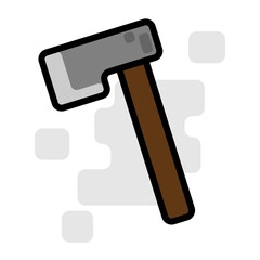 Square Sharp One Side Axe Weapon Flat Design Cartoon for Shirt, Poster, Gift Card, Cover or Logo