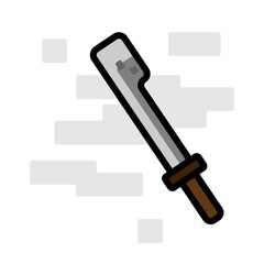 Square Sharp Machete Weapon Flat Design Cartoon for Shirt, Poster, Gift Card, Cover or Logo