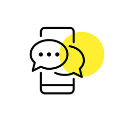 Chatting on mobile phone. Pixel perfect, editable stroke line art icon