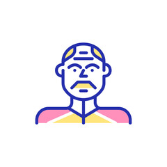 Man in a sport jacket avatar. Pixel perfect, editable stroke fun color icon