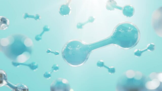 Hydrogen Molecule, New Green Energy Water Fuel Cell Future Hydrogen, 3D rendering.