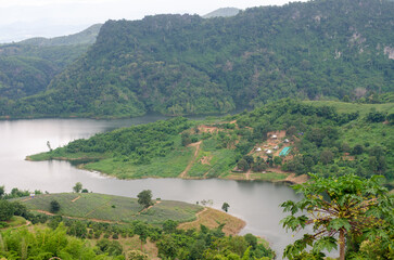 Top of dam view and mountain at Mae Suai district, Thailand