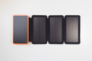 Portable power battery with solar panel.
