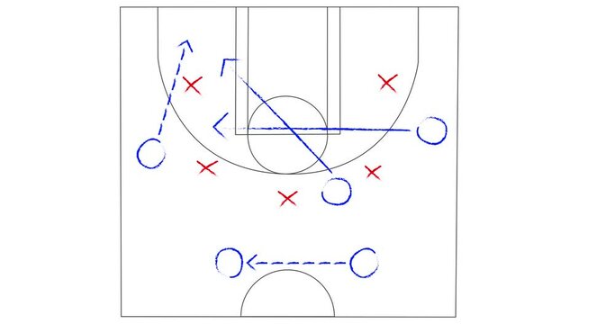 Animation of game plan and sports field on white background