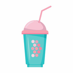 Turquoise Cup with Milk Cocktail Straw