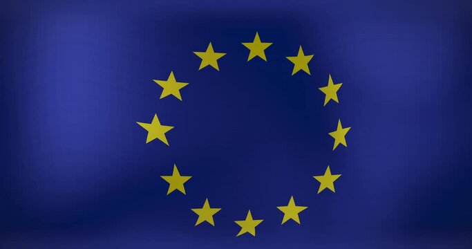 Animation of moving and floating flag of eu