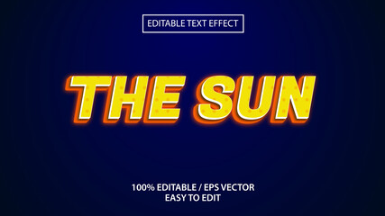 the sun text effect eps Premium vector 