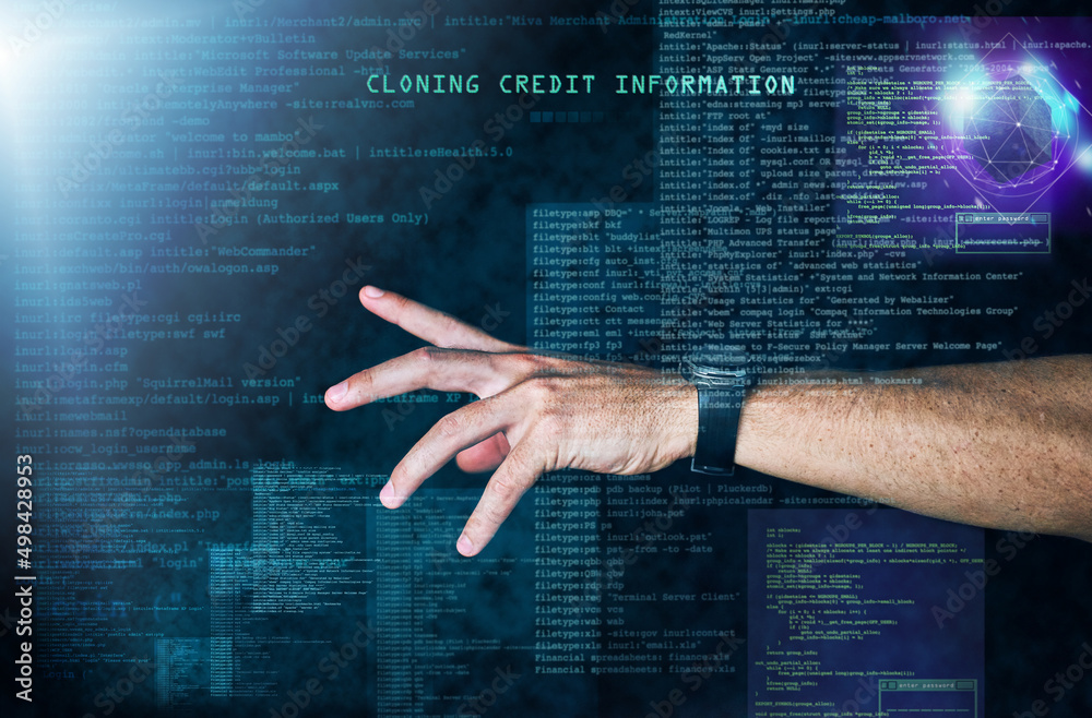 Poster reaching into the code. cropped shot of an unrecognizable male programmers hand reaching into code.